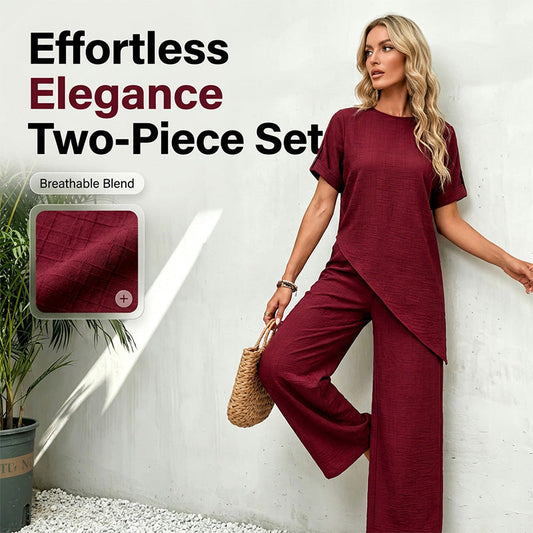 💃Een stijlvolle blikvanger! Set met asymmetrisch topje + wijde broek, comfortabel en flatterend