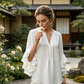 👚 NU 50% KORTING! 🦋 Dames V-hals Ruches Top – Wiegende & Lichtgewicht – Elegante Casual Blouse ✨