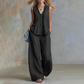 Elegante set met een losvallende mouwloze top en broek