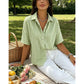 Dames Casual Gestreepte Blouse met Korte Mouwen