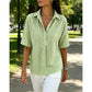 Dames Casual Gestreepte Blouse met Korte Mouwen