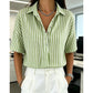 Dames Casual Gestreepte Blouse met Korte Mouwen