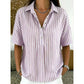 Dames Casual Gestreepte Blouse met Korte Mouwen