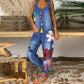 Casual denim jumpsuit met bloemenprint voor dames
