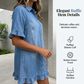 Denim jurk met losse pasvorm en ruches