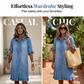 Denim jurk met losse pasvorm en ruches