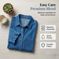 Denim jurk met losse pasvorm en ruches