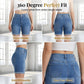 Dames-denimshort met hoge taille en stretch