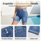 Dames-denimshort met hoge taille en stretch