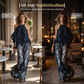 Tweedelige, soepelvallende haltertop-outfit voor dames met een broek met print