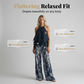 Tweedelige, soepelvallende haltertop-outfit voor dames met een broek met print