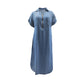 Maxijurk van denim met V-hals en ritssluiting voor dames