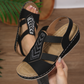 Zomerse orthopedische sandalen met schuine hak en strass-steentjes voor dames
