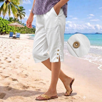 Zomerse 3/4-broek voor dames met knoopdetails