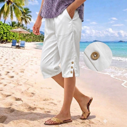Zomerse 3/4-broek voor dames met knoopdetails