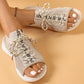 Ademende gebreide sandalen met sleehak en open teen voor dames