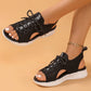 Ademende gebreide sandalen met sleehak en open teen voor dames