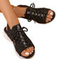 Ademende gebreide sandalen met sleehak en open teen voor dames