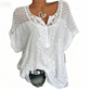 Elegante damesblouse met V-hals en kantborduurwerk