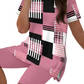 Set met een top met korte mouwen en een korte broek met contrasterende print voor dames