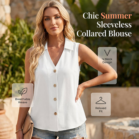 Casual mouwloze blouse met kraag voor dames – zomervest