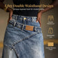 Denim maxi-rok met gelaagde taille voor dames