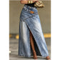 Denim maxi-rok met gelaagde taille voor dames