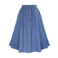 Elastische denim midirok met hoge taille voor dames