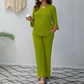 Women's Casual Top & Wide-Leg Pants Set