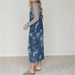 Women’s Vintage Floral Print Denim Overalls