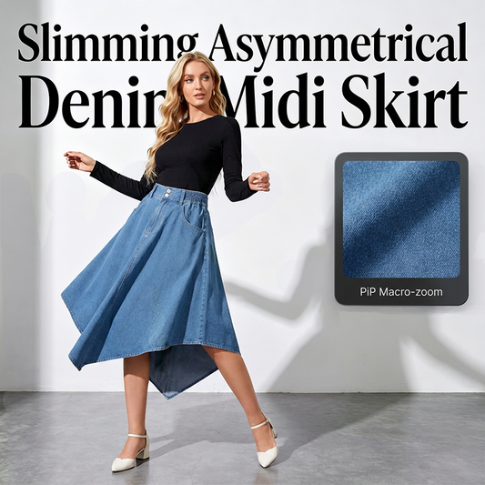 Slimming Asymmetrical Denim Midi Skirt