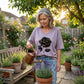 Dames-T-shirt met V-hals en rozenprint in grote maten