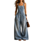 Zomerse, ruimvallende denim jumpsuit voor dames met zakken