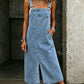 Midi-jurk voor dames: mouwloze denim overall