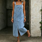 Midi-jurk voor dames: mouwloze denim overall