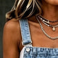 Midi-jurk voor dames: mouwloze denim overall