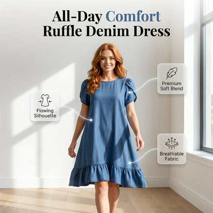 Elegante jurk van gewassen denim