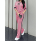 Casual tweedelige loungeset voor dames met streepjesmotief