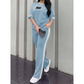 Casual tweedelige loungeset voor dames met streepjesmotief