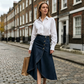 💙🔥Hoge taille, asymmetrische denimrok voor dames – Moeiteloze vintage stijl