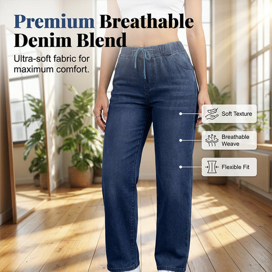 Women's Drawstring Elastic Waist Jeans