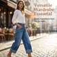 👖Nieuw binnen💙Damesjeans met wijde pijpen, cropped model, hoge taille met knoop