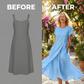 🔥Elegante midi-jurk ademende mixstof, asymmetrische