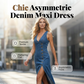 Mouwloze maxi-jurk van denim met V-hals en knoopsluiting aan de voorkant