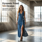 Mouwloze maxi-jurk van denim met V-hals en knoopsluiting aan de voorkant