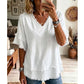 👚✨ Stijlvolle top met V-hals – ademend, losse pasvorm, perfect voor ontspannen zomerdagen!