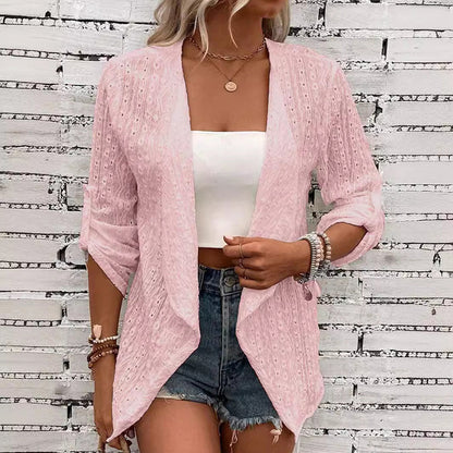 🔥Tijdelijke aanbieding – Casual damesvest met open voorkant en structuurpatroon