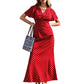 Dames V-hals Polka Dot Maxi Jurk