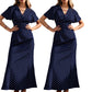 Dames V-hals Polka Dot Maxi Jurk