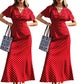 Dames V-hals Polka Dot Maxi Jurk